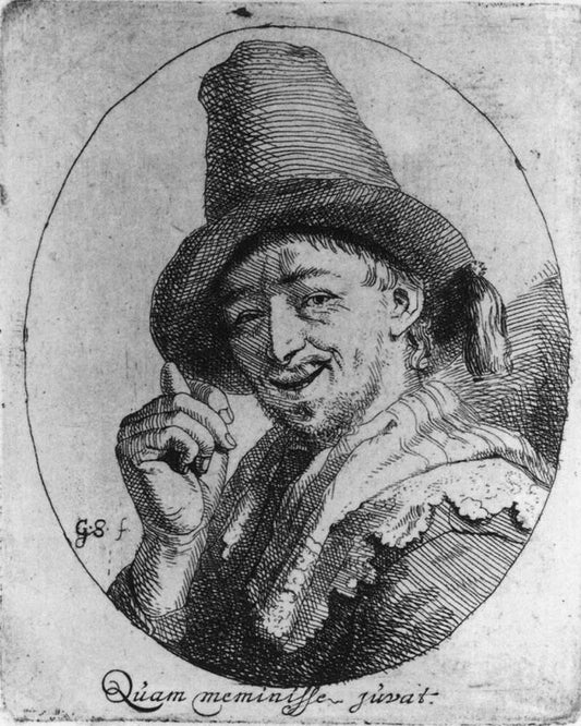 Man Making an Obscene Gesture, vintage artwork by Godfried Schalcken, 12x8" (A4) Poster