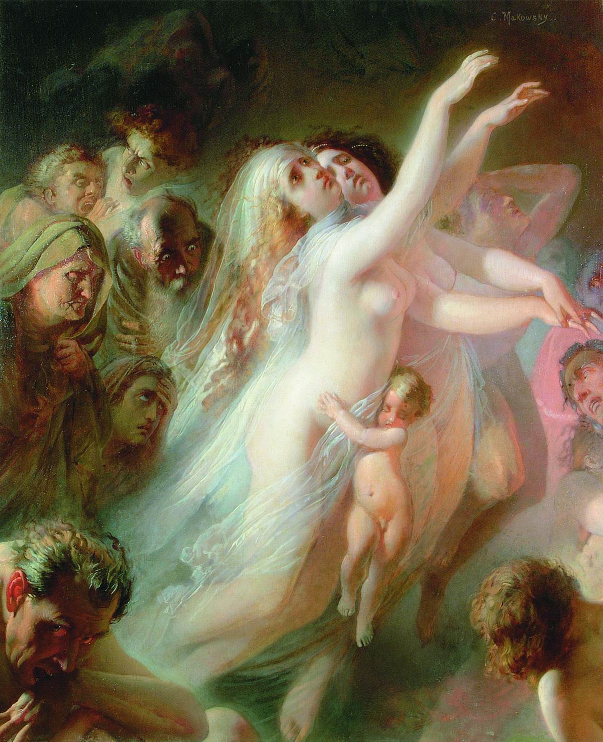 Charon Carrying Souls of the Newly Deceased Across the River Styx, vintage artwork by Konstantin Yegorovich Makovsky, 12x8" (A4) Poster