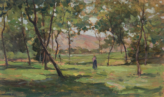 Figure in a Ladnscape, vintage artwork by Carlo Follini, 12x8" (A4) Poster