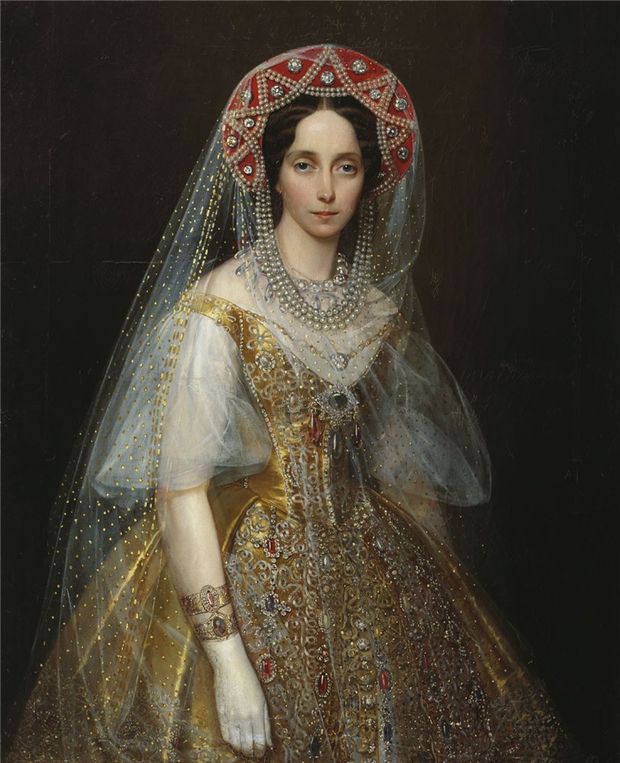 Portrait of Grand Princess Maria Alexandrovna, Daughter of Alexander II, vintage artwork by Ivan Makarov, 12x8" (A4) Poster