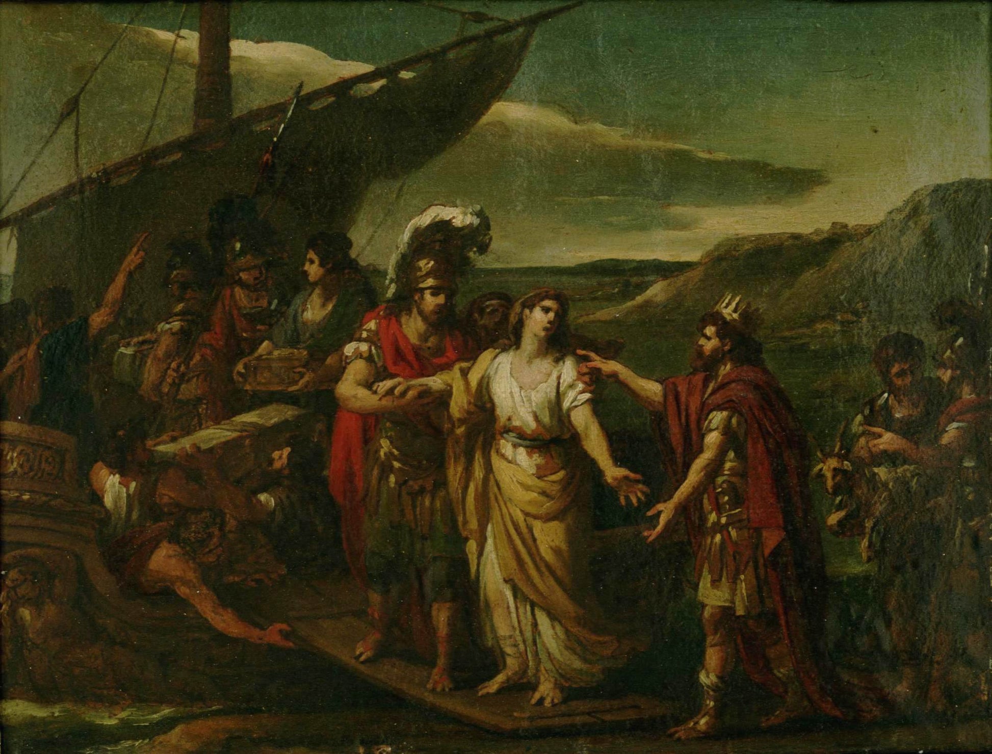 Antony Welcoming Cleopatra, vintage artwork by Joseph Marie Vien, 12x8" (A4) Poster