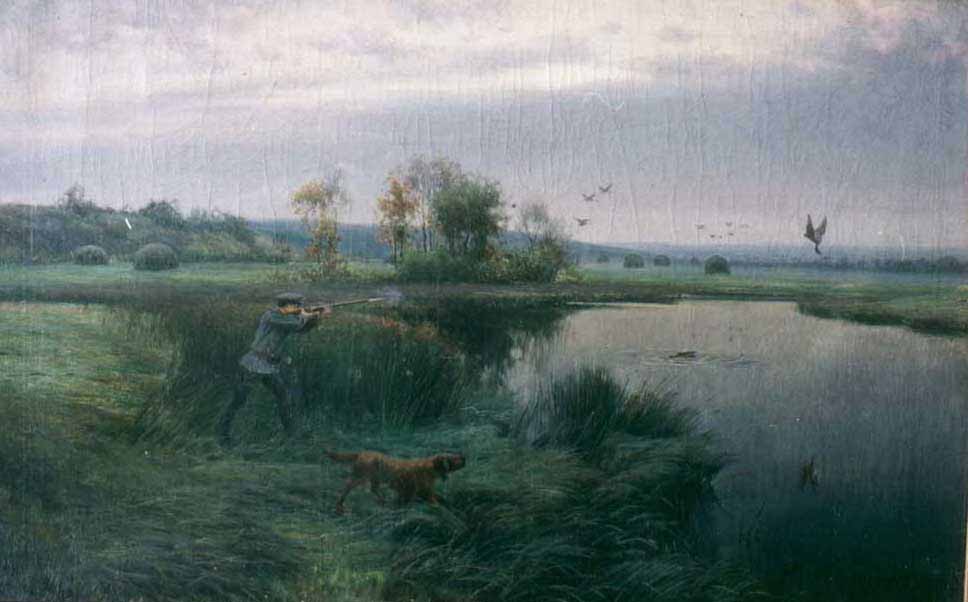 Hunter in the Meadow by Viktor Baturin,A3(16x12")Poster