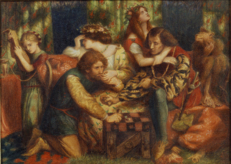 Hesterna Rosa, vintage artwork by Dante Gabriel Rossetti, 12x8" (A4) Poster