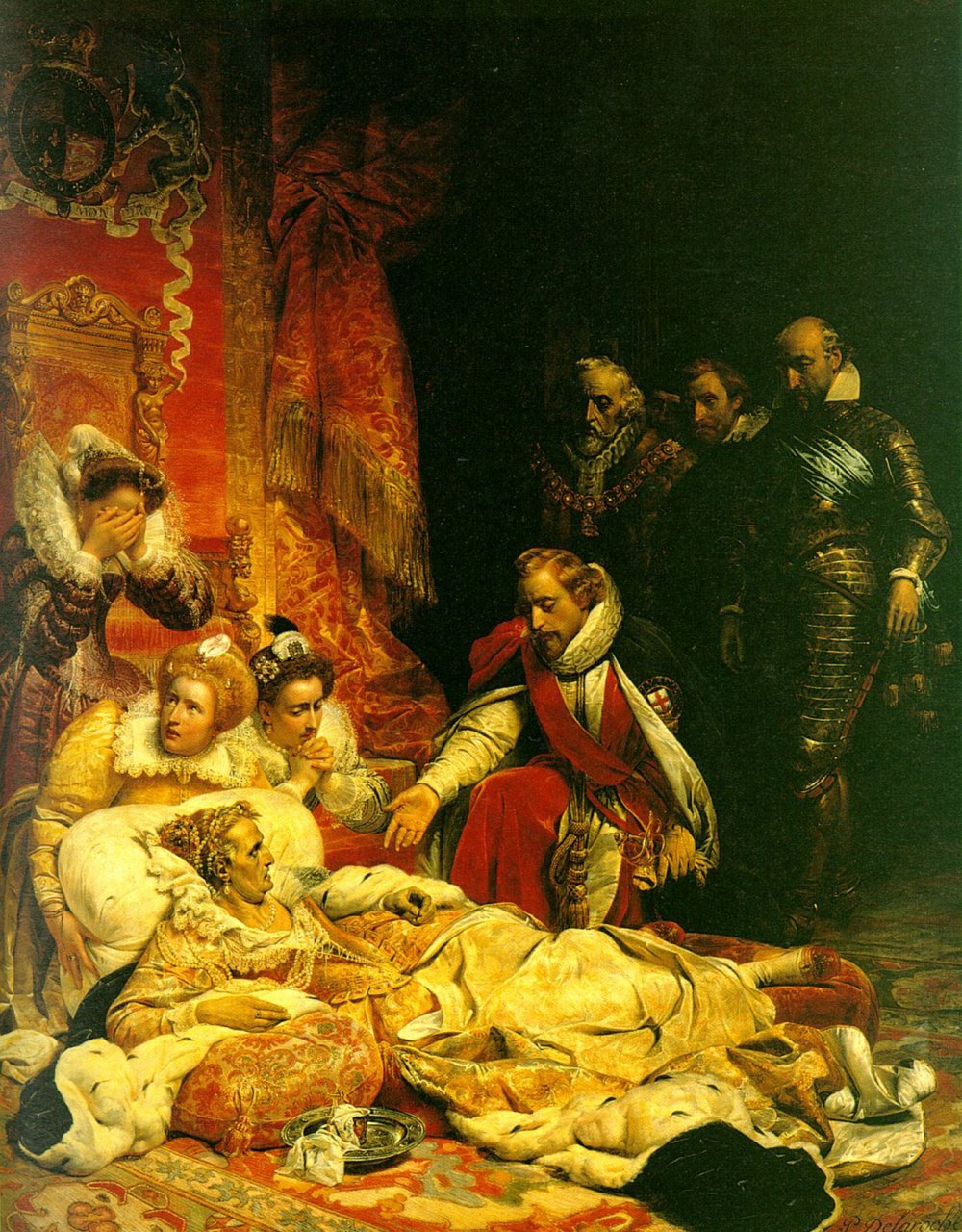 The Death of Elizabeth I, Queen of England, vintage artwork by Paul Delaroche, A3 (16x12") Poster Print