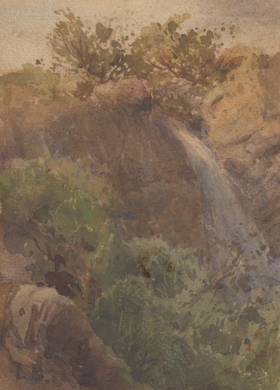 Waterfall, Mount Macedon, vintage artwork by Louis Buvelot, A3 (16x12") Poster Print
