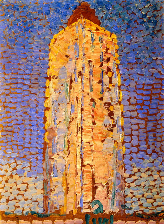 Lighthouse at Westkapelle, vintage artwork by Piet Mondriaan, 12x8" (A4) Poster