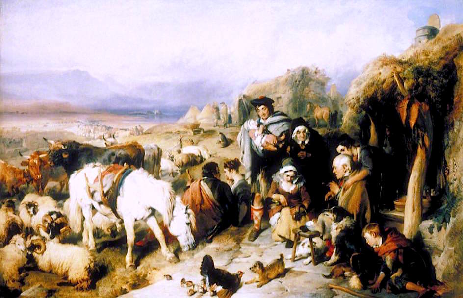 The Drover's Departure: A Scene in the Grampians, vintage artwork by Sir Edwin Landseer, A3 (16x12") Poster Print