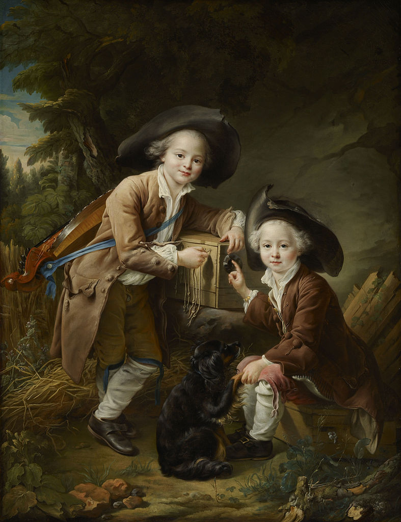 The Comte and Chevalier de Choiseul as Savoyards, vintage artwork by François-Hubert Drouais, 12x8" (A4) Poster