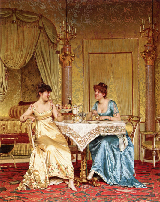 Gossip with Breakfast, vintage artwork by Charles Joseph Frederick Soulacroix, 12x8" (A4) Poster