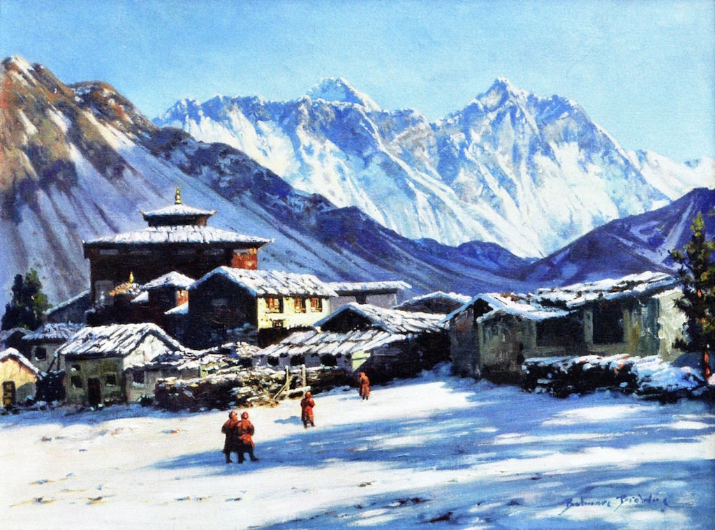 Mt. Everest from Tengboche, vintage artwork by Belmore Browne, 12x8" (A4) Poster