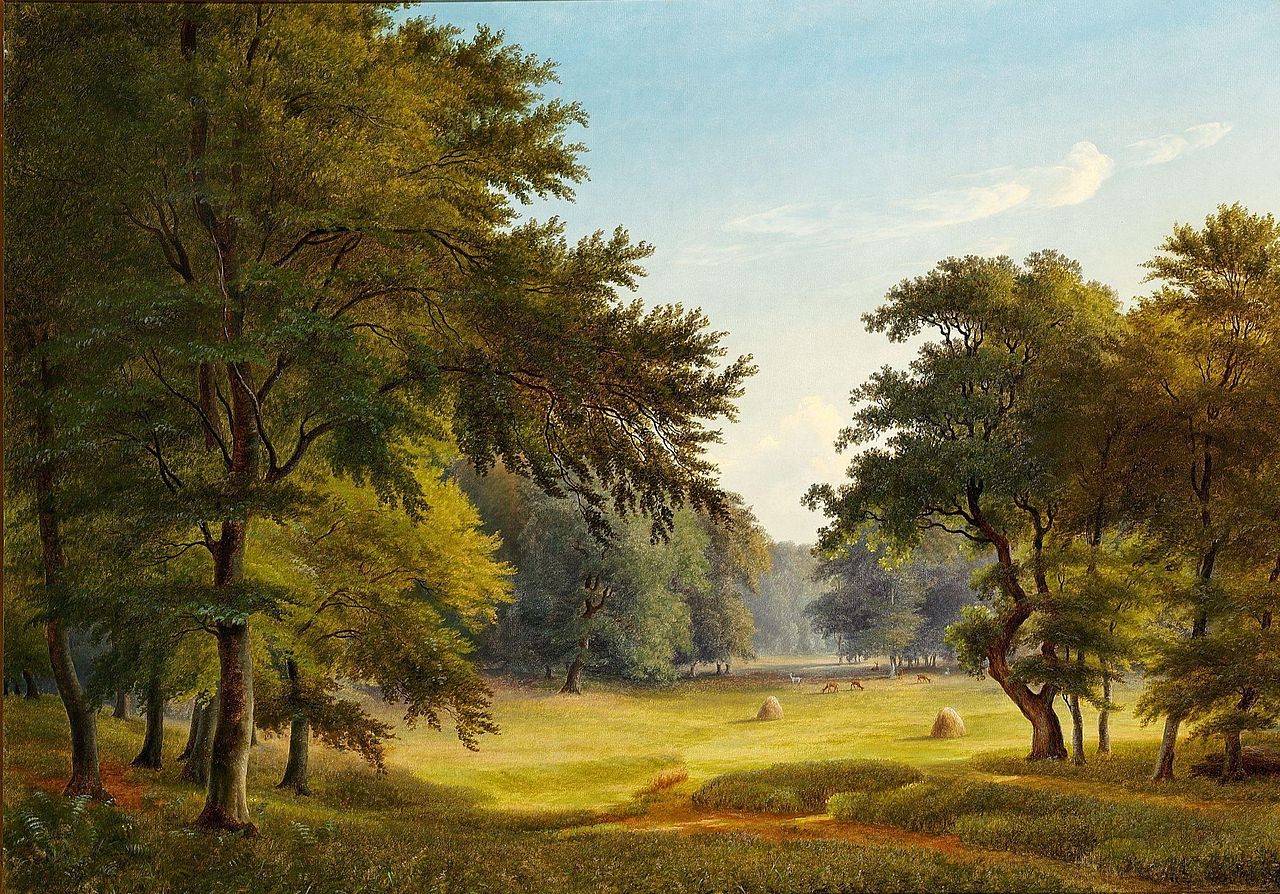 View of Dyrehaven, North of Copenhagen, vintage artwork by Peter Christian Skovgaard, A3 (16x12") Poster Print