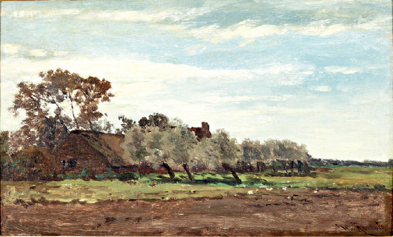 Farm in Holland, vintage artwork by Willem Roelofs, 12x8" (A4) Poster