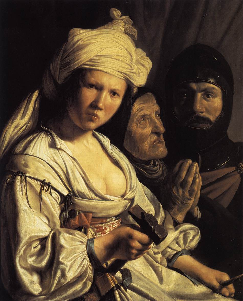 Jael, Deborah and Barak, vintage artwork by Salomon de Bray, 12x8" (A4) Poster
