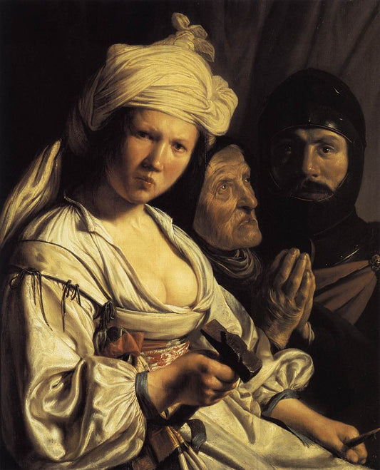 Jael, Deborah and Barak, vintage artwork by Salomon de Bray, 12x8" (A4) Poster