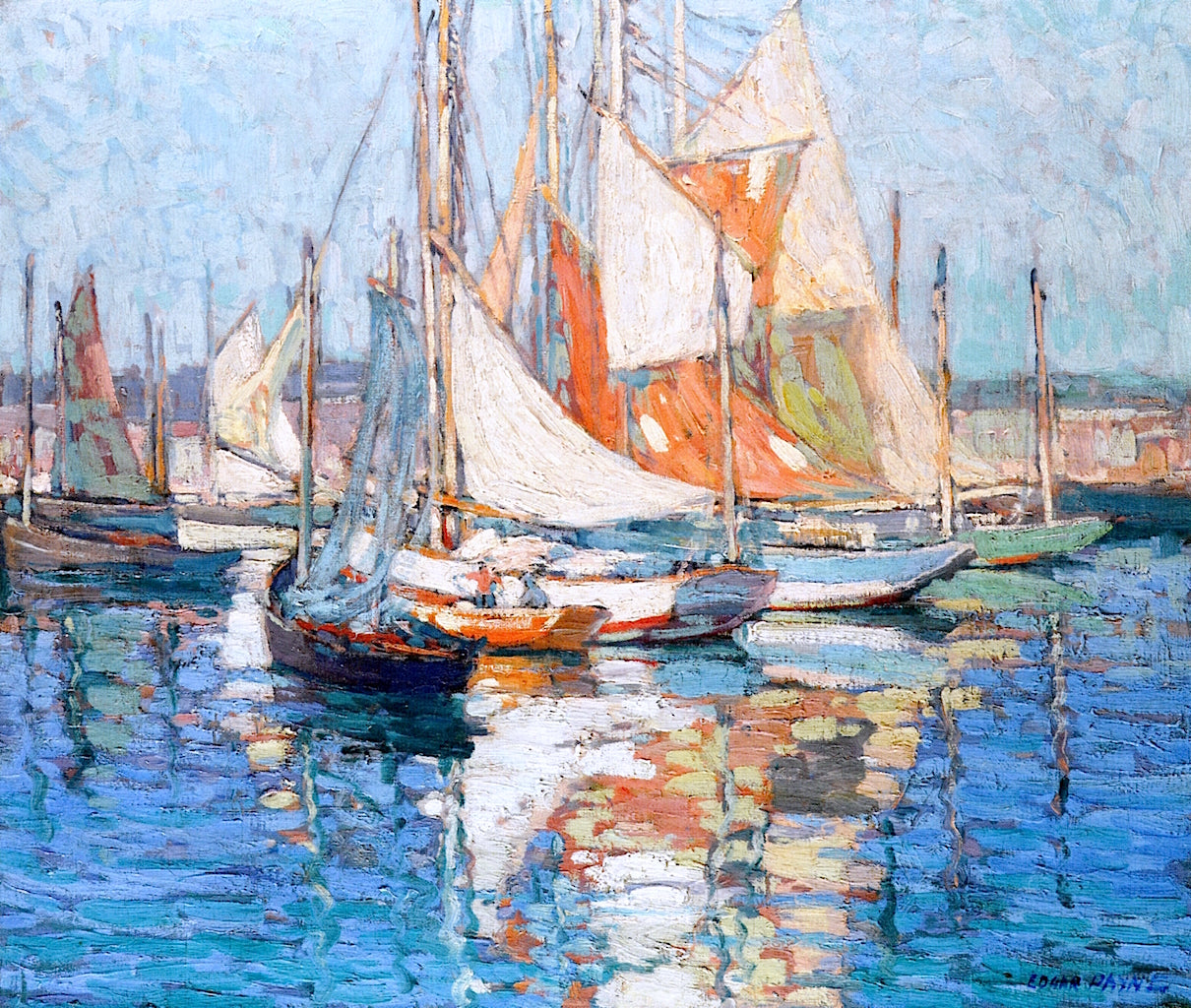 Concarneau Harbor by Edgar Alwyn Payne,16x12(A3) Poster