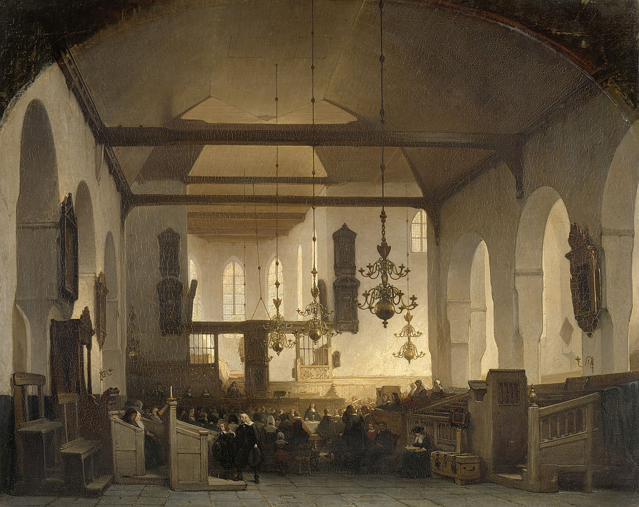 Interior of the Geertekerk in Utrecht with the Celebration of the Holy Supper, vintage artwork by Johannes Bosboom, A3 (16x12") Poster Print