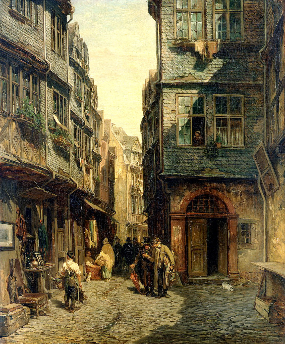 The Jewish Quarter in Frankfurt, vintage artwork by Anton Burger, 12x8" (A4) Poster