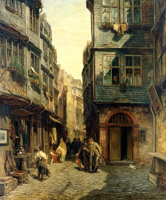 The Jewish Quarter in Frankfurt, vintage artwork by Anton Burger, 12x8" (A4) Poster