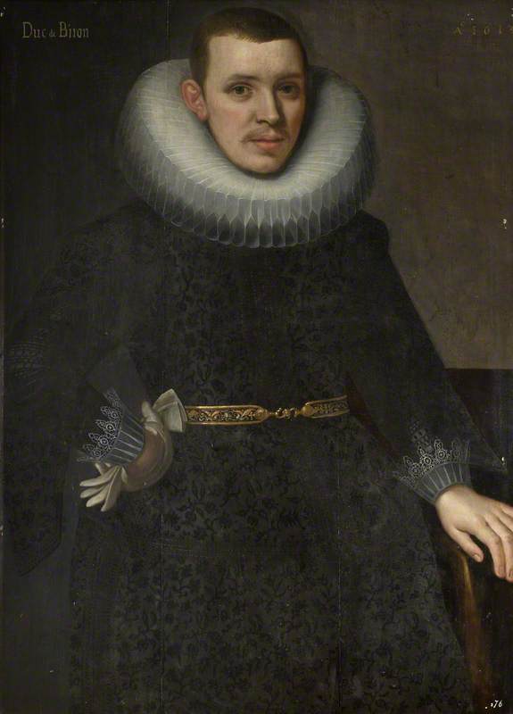 Portrait of an Unknown Gentleman, possibly Charles de Gontaut, Duc de Biron, vintage artwork by Dutch School 17th Century - Unknown, 12x8" (A4) Poster