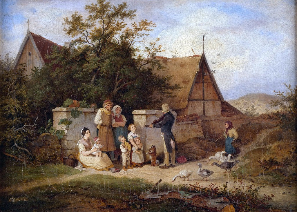 Village Fiddler, vintage artwork by Ludwig Richter, A3 (16x12") Poster Print