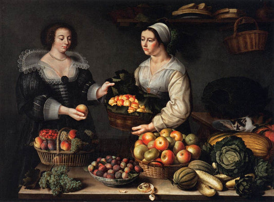 The Fruit and Vegetable Costermonger, vintage artwork by Louise Moillon, 12x8" (A4) Poster