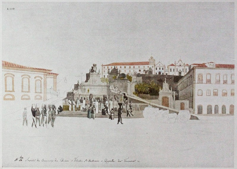 View of the Fountain of Carioca, vintage artwork by Thomas Ender, A3 (16x12") Poster Print