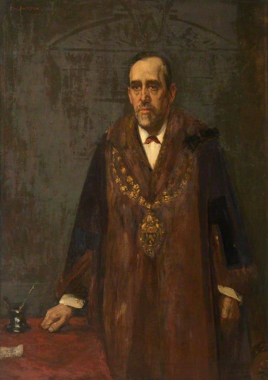 Jackson Brierley, Mayor of Oldham, vintage artwork by Frederick William Jackson, 12x8" (A4) Poster