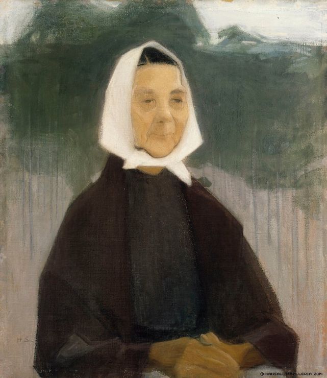 Granny, vintage artwork by Helene Schjerfbeck, 12x8" (A4) Poster