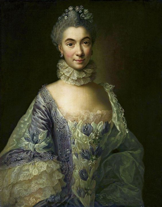 Portrait of a lady in lavender dress, vintage artwork by Anna Rosina de Gasc, 12x8" (A4) Poster