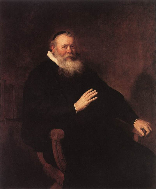 Portrait of Eliazer (Henricus) Swalmius, vintage artwork by Dutch School 17th Century - Unknown, 12x8" (A4) Poster