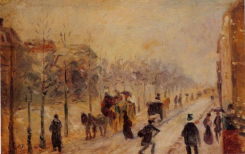 Boulevard des Batignolles, vintage artwork by Camille Pissarro, 12x8" (A4) Poster