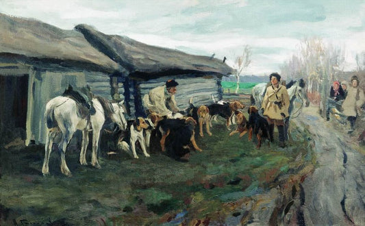 Before the Hunt, vintage artwork by Alexei Stepanov, 12x8" (A4) Poster