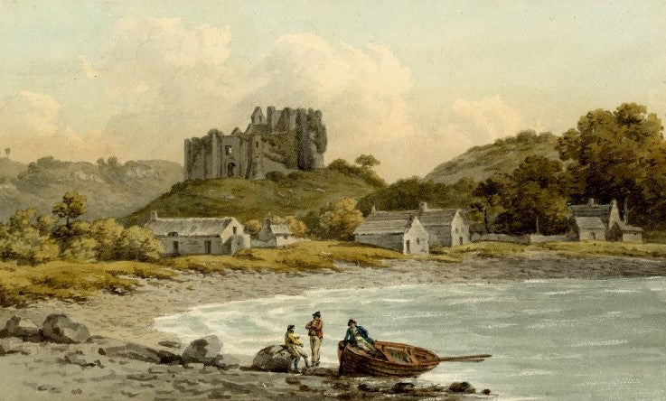 Ruins of Oystermouth Castle, vintage artwork by John Warwick Smith, 12x8" (A4) Poster