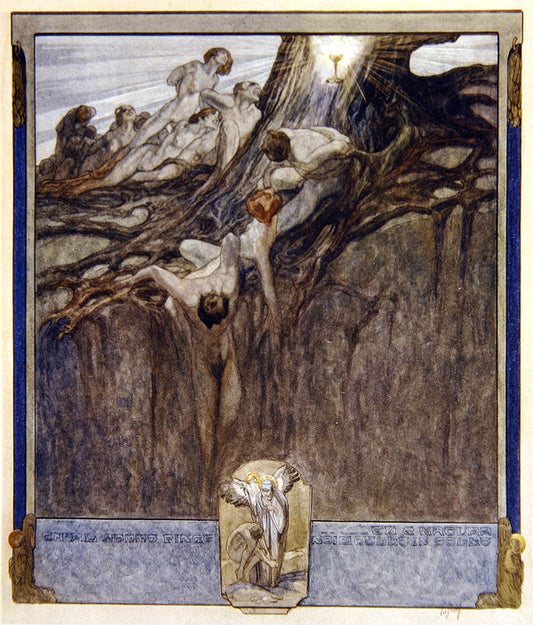Illustration from Dante's 'Divine Comedy', Paradise, Canto IV, vintage artwork by Franz Bayros, 12x8" (A4) Poster