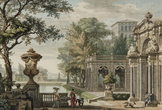 A Capriccio of Classical Buildings, vintage artwork by Isaac de Moucheron, 12x8" (A4) Poster