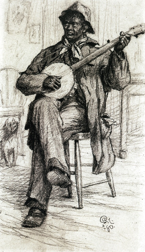 Banjo Player, vintage artwork by Charles Ethan Porter, 12x8" (A4) Poster