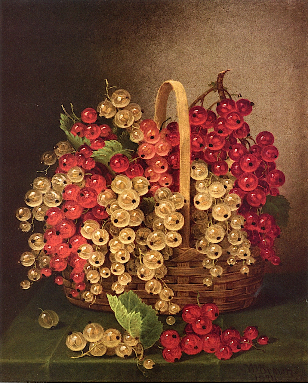 Basket of Currants, vintage artwork by William Mason Brown, 12x8" (A4) Poster