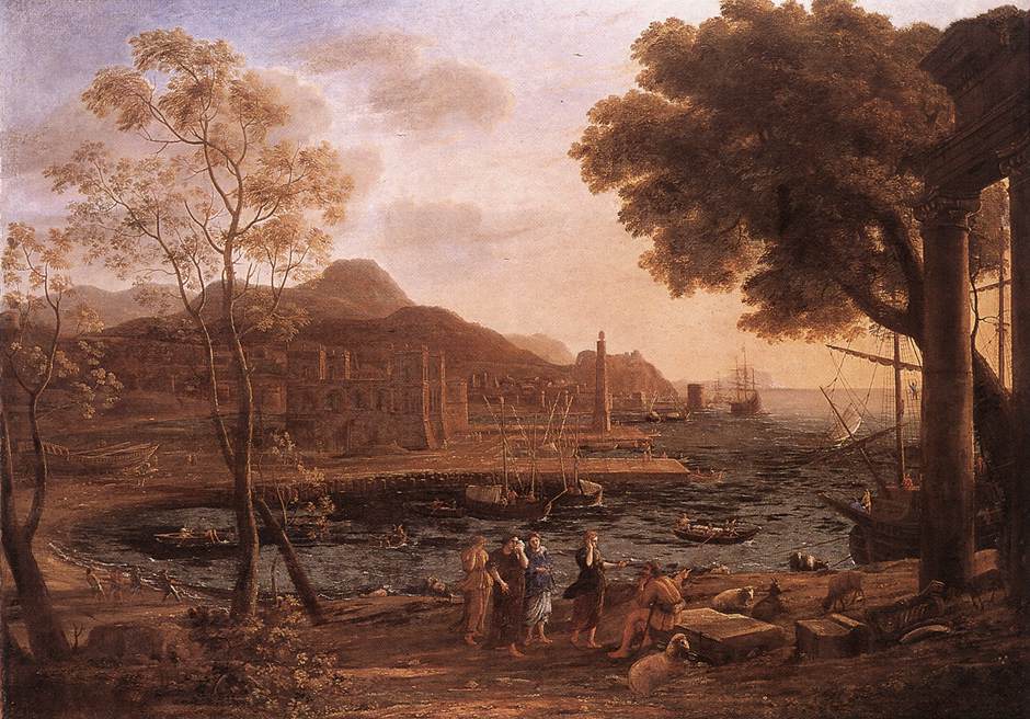 Harbour Scene with Grieving Heliades, vintage artwork by Claude Lorrain, 12x8" (A4) Poster