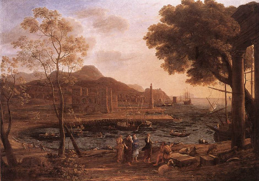 Harbour Scene with Grieving Heliades, vintage artwork by Claude Lorrain, 12x8" (A4) Poster