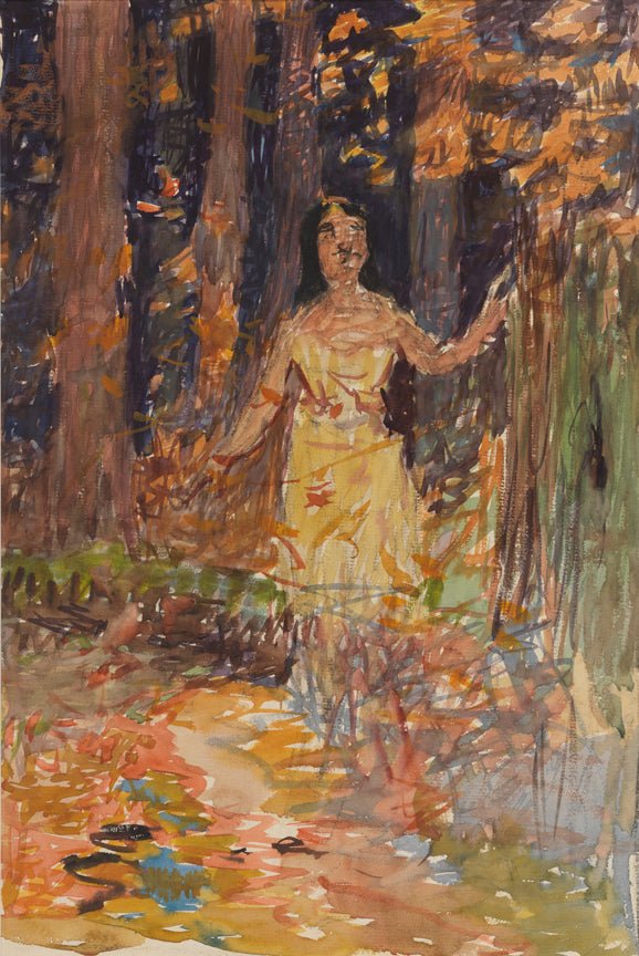 Girl in Woods, vintage artwork by Thomas P. Anshutz, 12x8" (A4) Poster