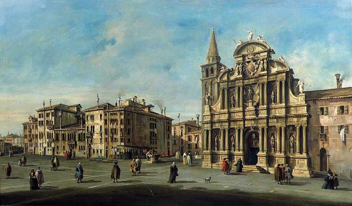 Church of Santa Maria Zobenigo, Venice, vintage artwork by Francesco Guardi, 12x8" (A4) Poster