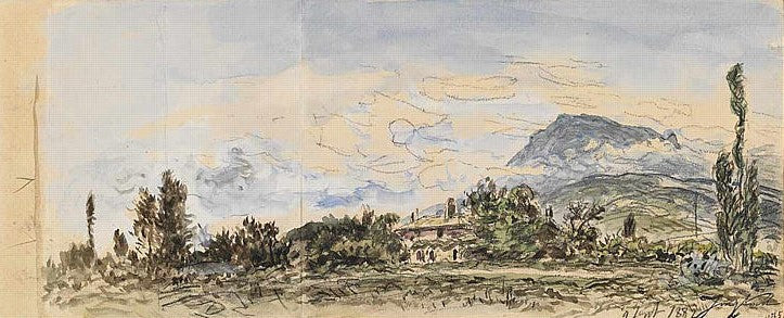 La montagne bleue, vintage artwork by Johan Barthold Jongkind, A3 (16x12") Poster Print