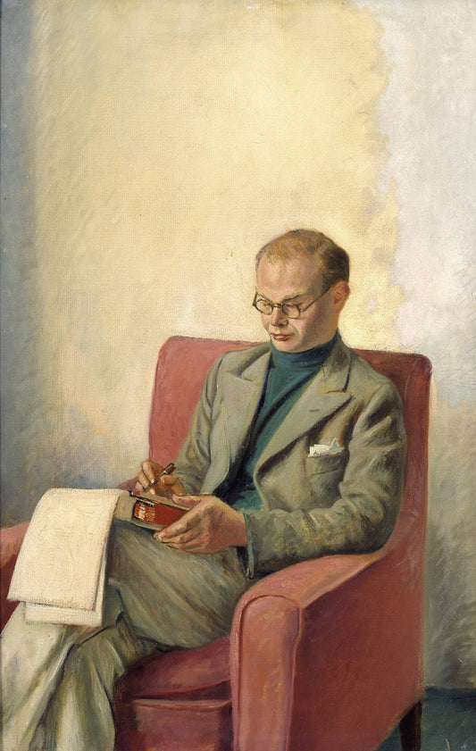 Portrait of Sir John Rothenstein, vintage artwork by Sir William Rothenstein, 12x8" (A4) Poster