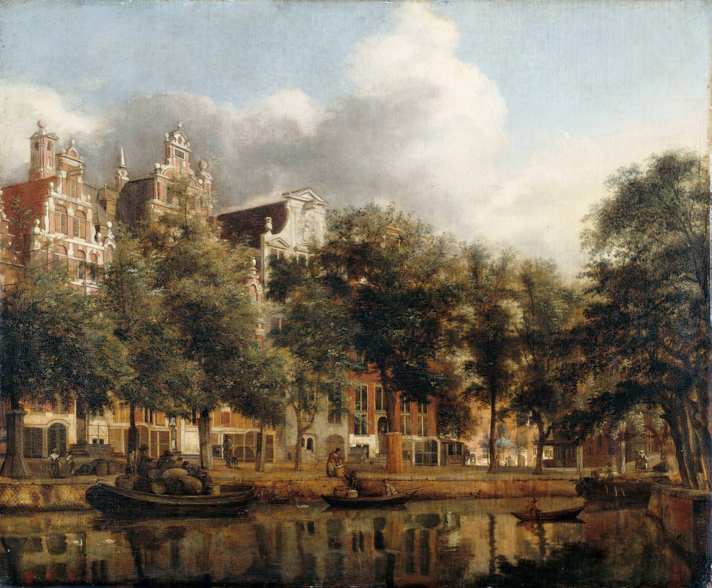 The Herengracht in Amsterdam, vintage artwork by Jan van der Heyden, 12x8" (A4) Poster