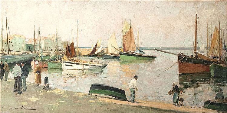 The Port, vintage artwork by Paul Lecomte, 12x8" (A4) Poster