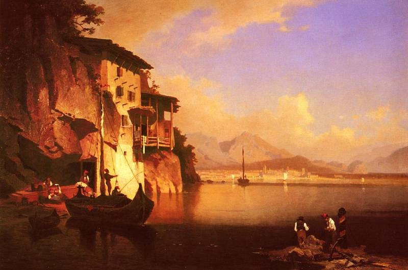 Motion of the Garda Lake, vintage artwork by Franz Richard Unterberger, 12x8" (A4) Poster