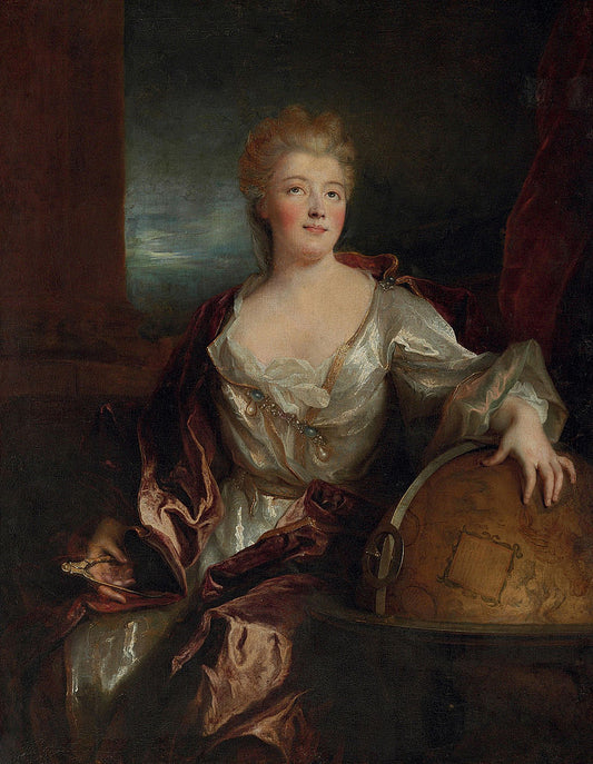 Portrait of Marquise du Châtelet (large version), vintage artwork by Nicolas de Largillière, 12x8" (A4) Poster