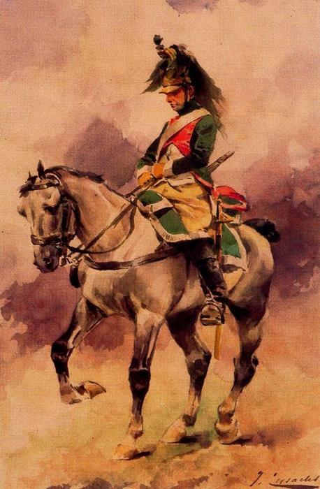 French Dragoon, vintage artwork by Josep Cusachs, 12x8" (A4) Poster