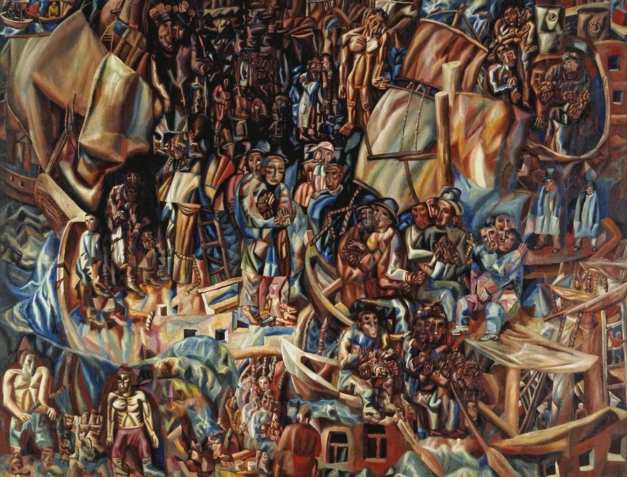 Composition. Ships, vintage artwork by Pavel Filonov, 12x8" (A4) Poster