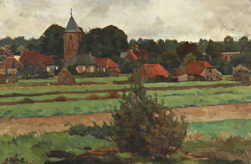 Dorpsgezicht, vintage artwork by Syvert Nicolaas Bastert, 12x8" (A4) Poster
